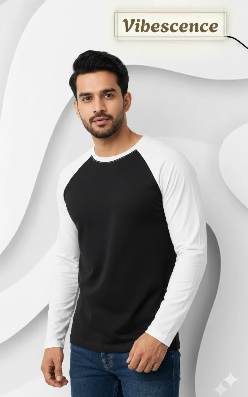 Premium 100% Cotton Unisex Long Sleeve T-Shirt with Contrast Sleeves Premium 100% Cotton Unisex Long Sleeve T-Shirt with Contrast Sleeves