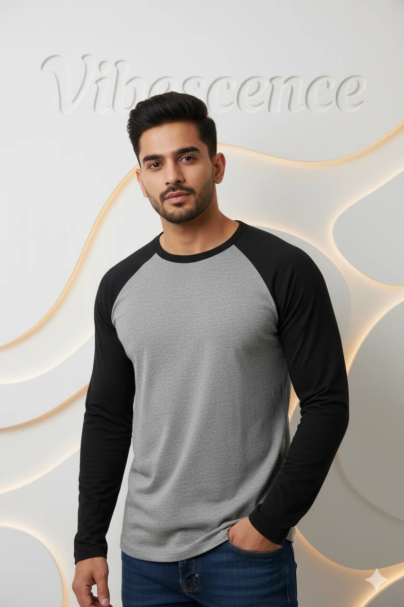 Premium 100% Cotton Unisex Long Sleeve T-Shirt with Contrast Sleeves Premium 100% Cotton Unisex Long Sleeve T-Shirt with Contrast Sleeves