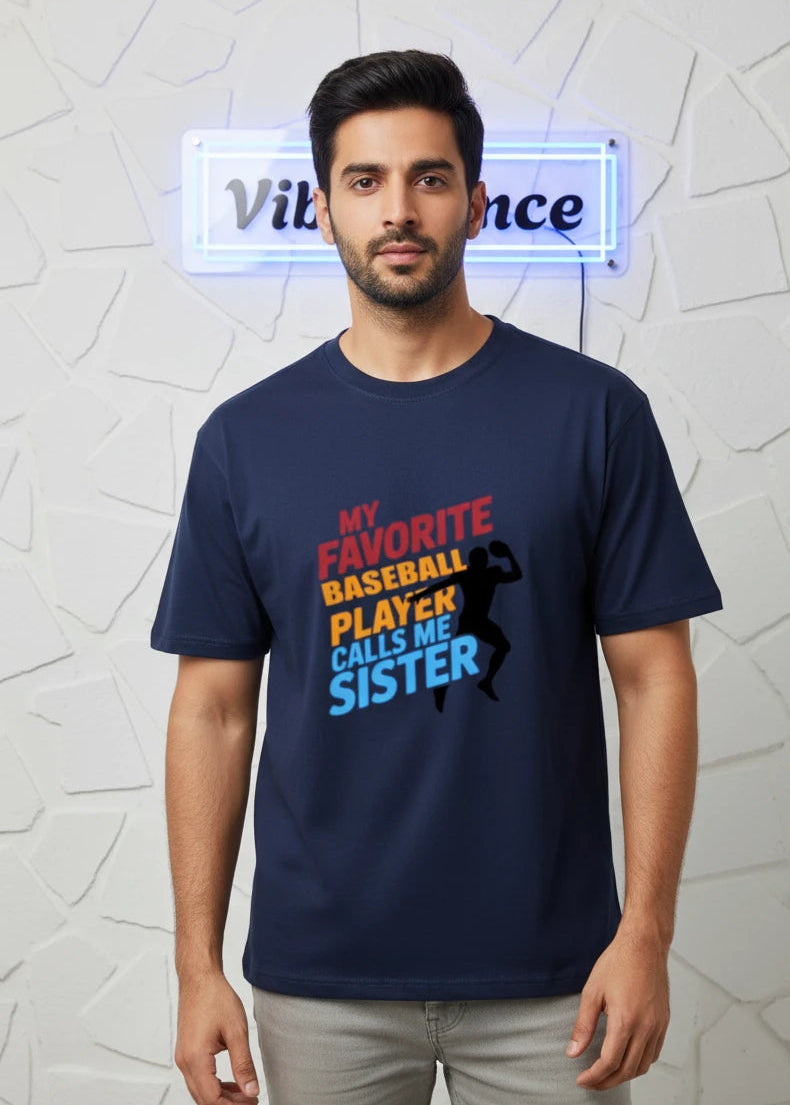 Premium Cotton Crew Neck - Sister & Baseball Quote Tee Premium Cotton Crew Neck - Sister & Baseball Quote Tee