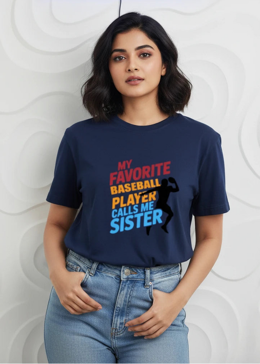 Premium Cotton Crew Neck - Sister & Baseball Quote Tee