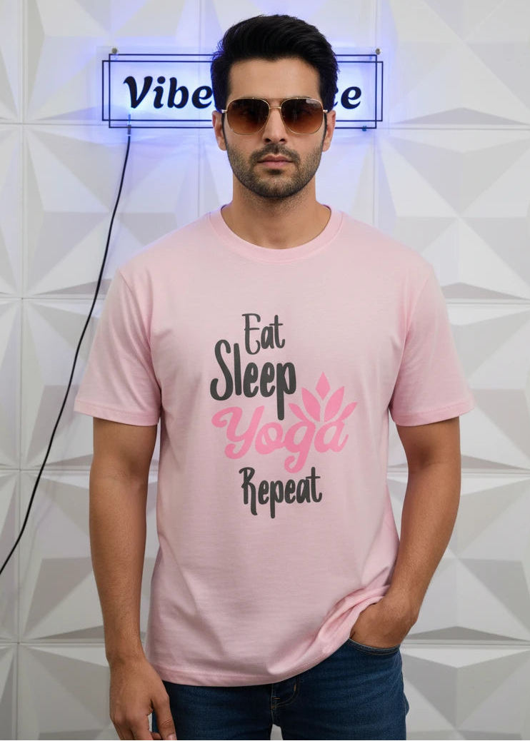 Soft Cotton Stretch T-Shirt - Quoted Edition: Eat Sleep Yoga Repeat Soft Cotton Stretch T-Shirt - Quoted Edition: Eat Sleep Yoga Repeat