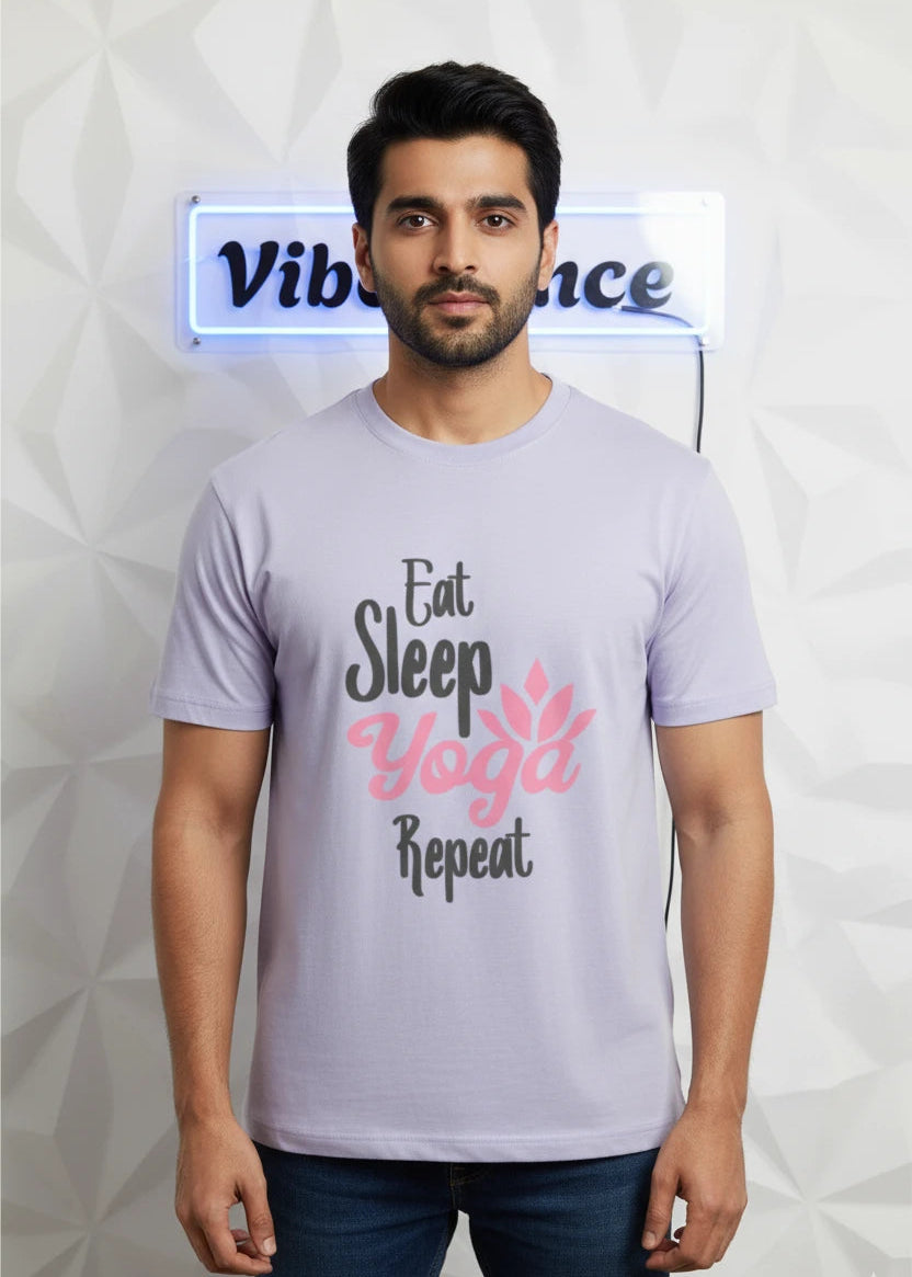 Soft Cotton Stretch T-Shirt - Quoted Edition: Eat Sleep Yoga Repeat Soft Cotton Stretch T-Shirt - Quoted Edition: Eat Sleep Yoga Repeat