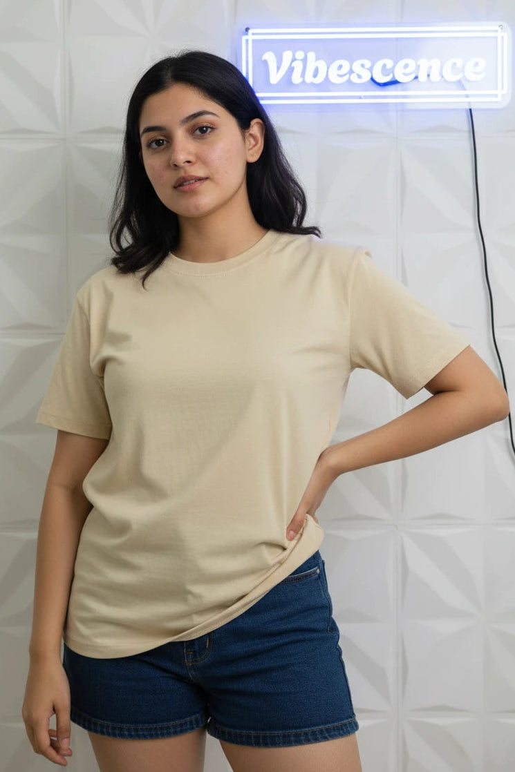 Premium Supima Cotton Plain T-Shirt for Men & Women (Beige) Premium Supima Cotton Plain T-Shirt for Men & Women (Beige)