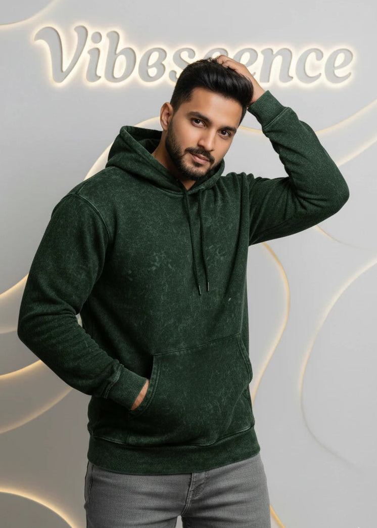 Unisex Heavyweight Cotton 100% Hoodie - Unique Stone Fade Texture (Bottle Green) Unisex Heavyweight Cotton 100% Hoodie - Unique Stone Fade Texture (Bottle Green)