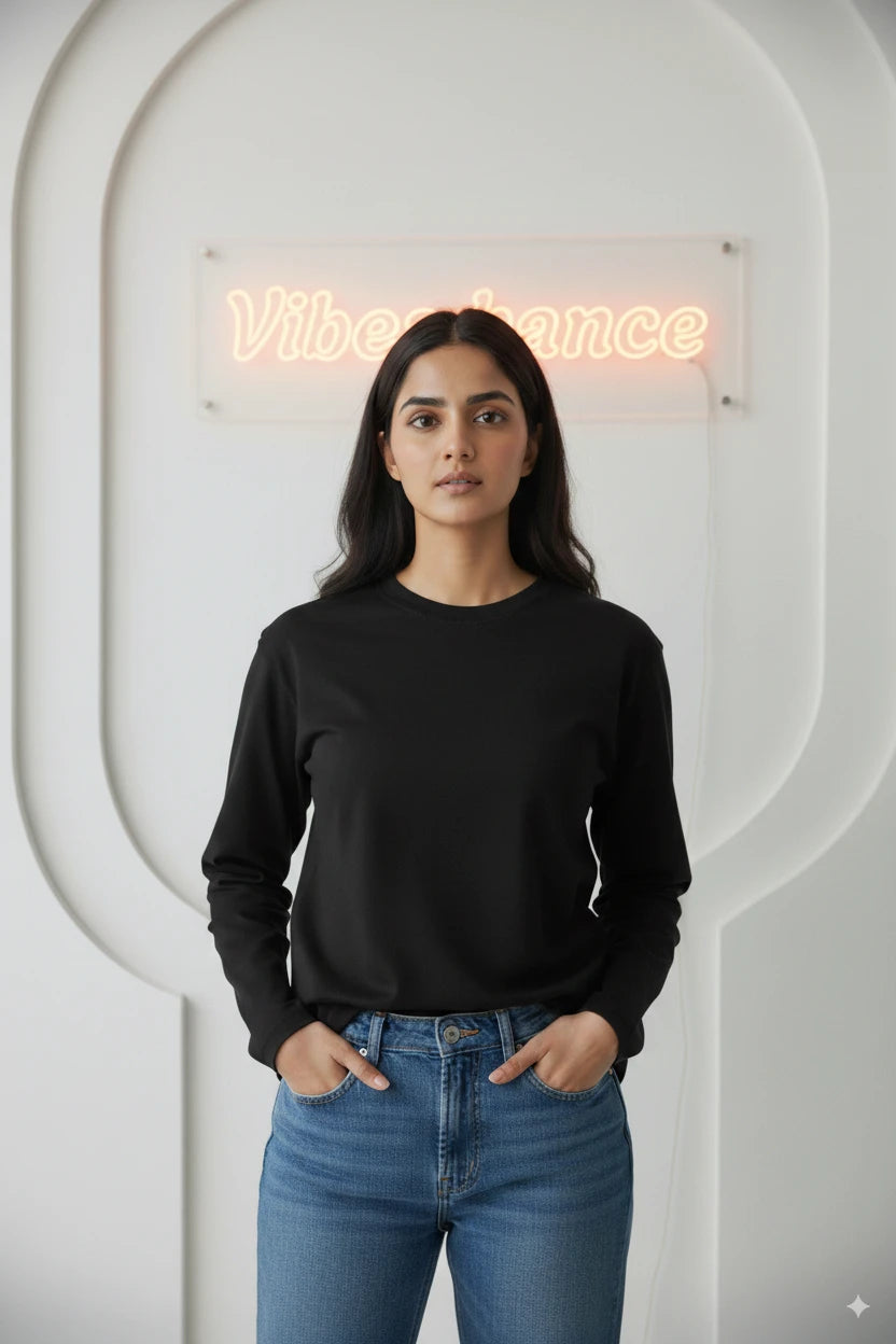 Unisex Premium Cotton Full Sleeve Tee (Black) Unisex Premium Cotton Full Sleeve Tee (Black)