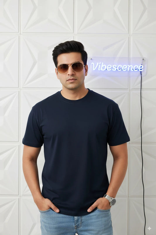 Unisex Premium Cotton Stretch T-Shirt (Navy Blue)