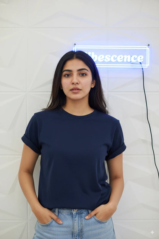 Unisex Premium Cotton Stretch T-Shirt (Navy Blue)