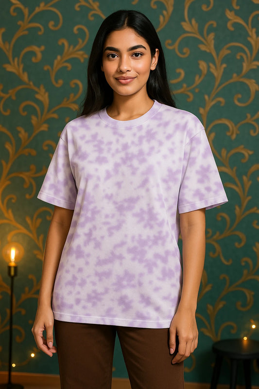 Unisex Tie Dye Oversized T-Shirt – 260 GSM Premium (White Lavender)