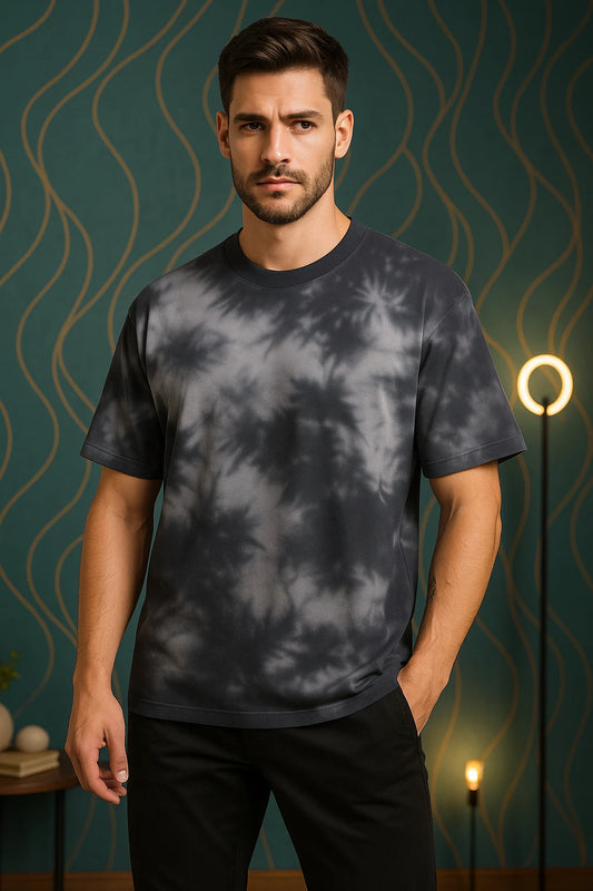 Unisex Tie Dye Oversized T-Shirt – 260 GSM Premium (White Black)