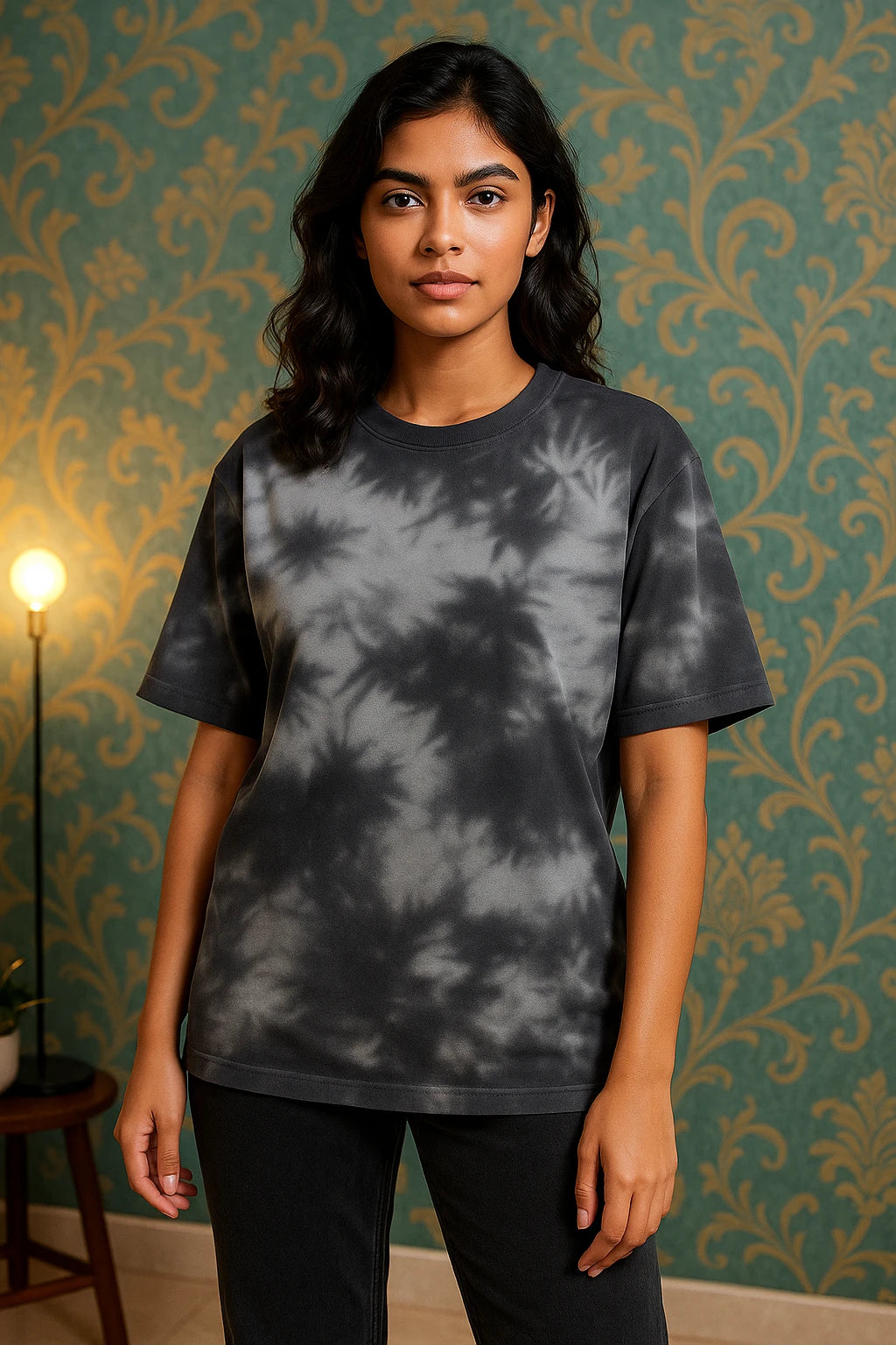 Unisex Tie Dye Oversized T-Shirt – 260 GSM Premium (White Black) Unisex Tie Dye Oversized T-Shirt – 260 GSM Premium (White Black)