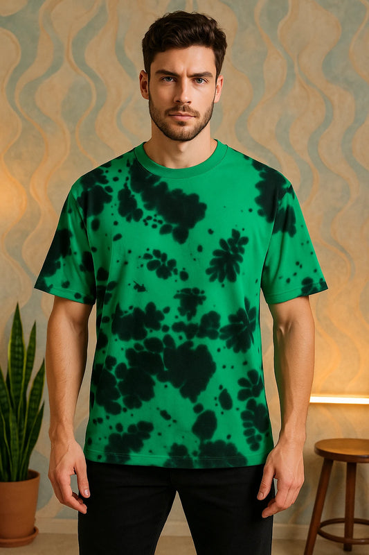 Unisex Tie Dye Oversized T-Shirt – 260 GSM Premium (Green Black)