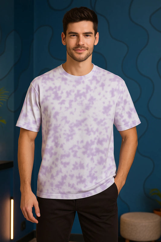 Unisex Tie Dye Oversized T-Shirt – 260 GSM Premium (White Lavender)