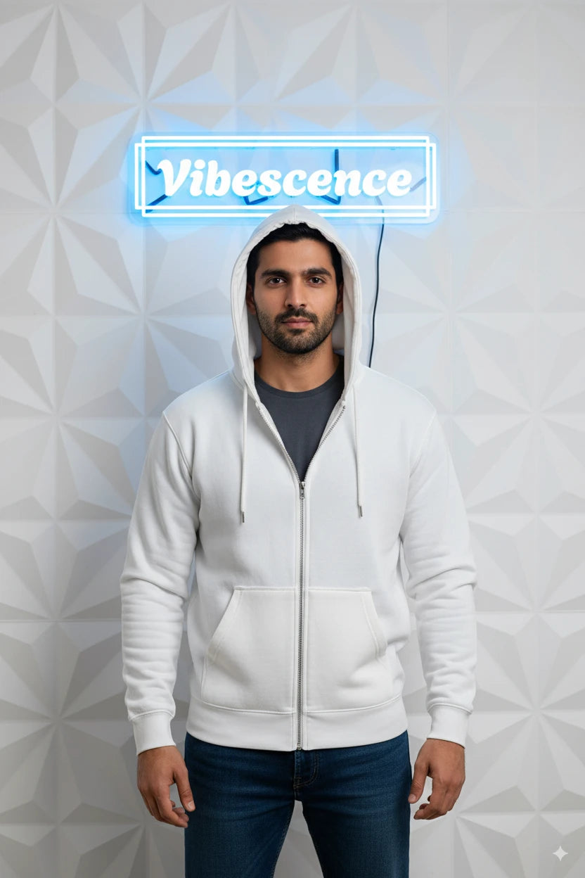 Unisex Zip Hoodie Heavyweight Cotton Premium Quality (White) Unisex Zip Hoodie Heavyweight Cotton Premium Quality (White)