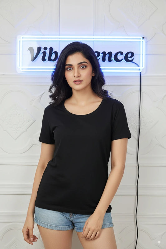 Women’s Everyday Wear Cotton T-Shirt – Soft & Durable (Black)