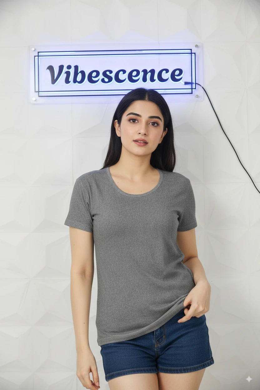 Women’s Everyday Wear Cotton T-Shirt – Soft & Durable (Charcoal Melange) Women’s Everyday Wear Cotton T-Shirt – Soft & Durable (Charcoal Melange)