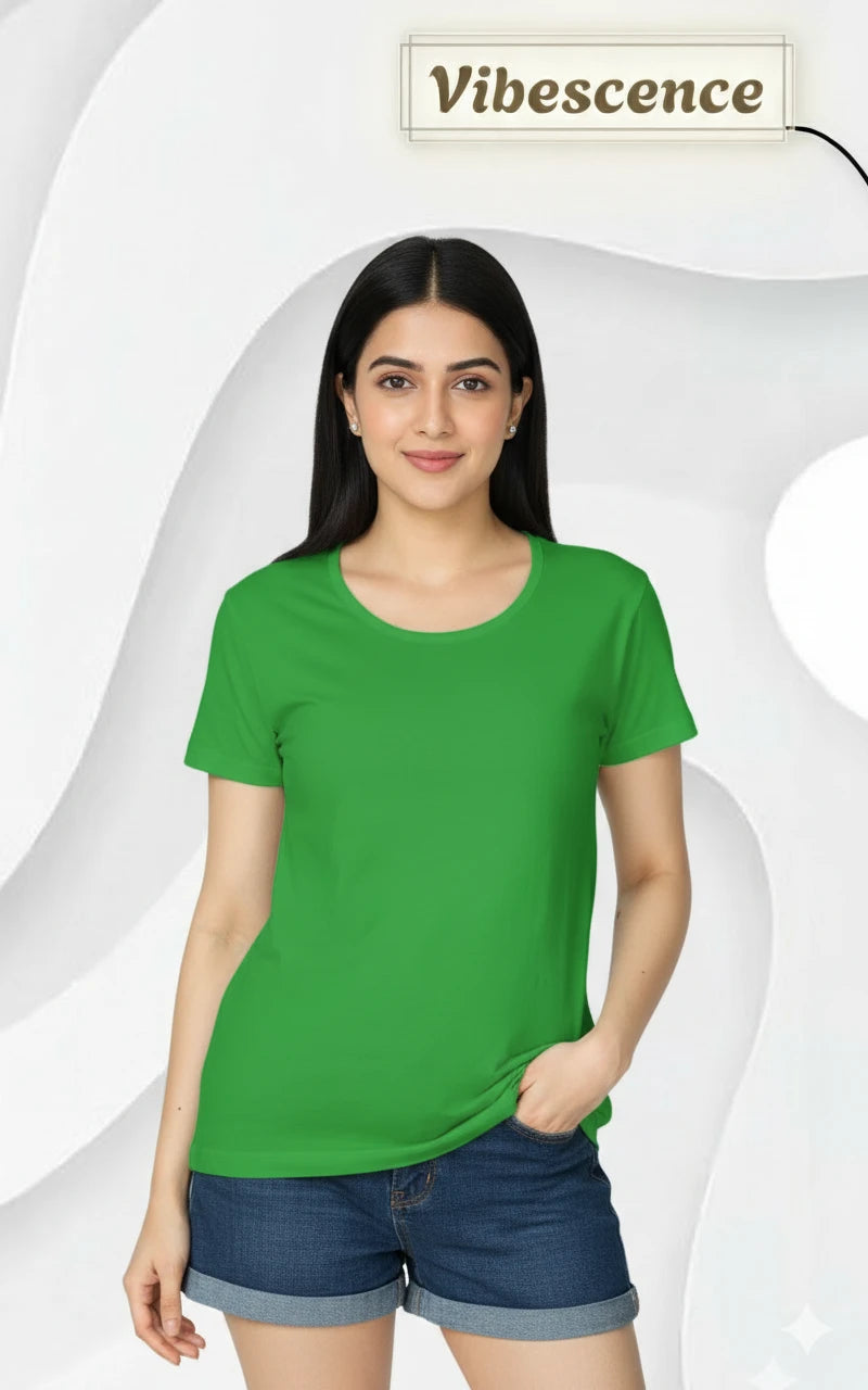 Women’s Everyday Wear Cotton T-Shirt – Soft & Durable (Green) Women’s Everyday Wear Cotton T-Shirt – Soft & Durable (Green)