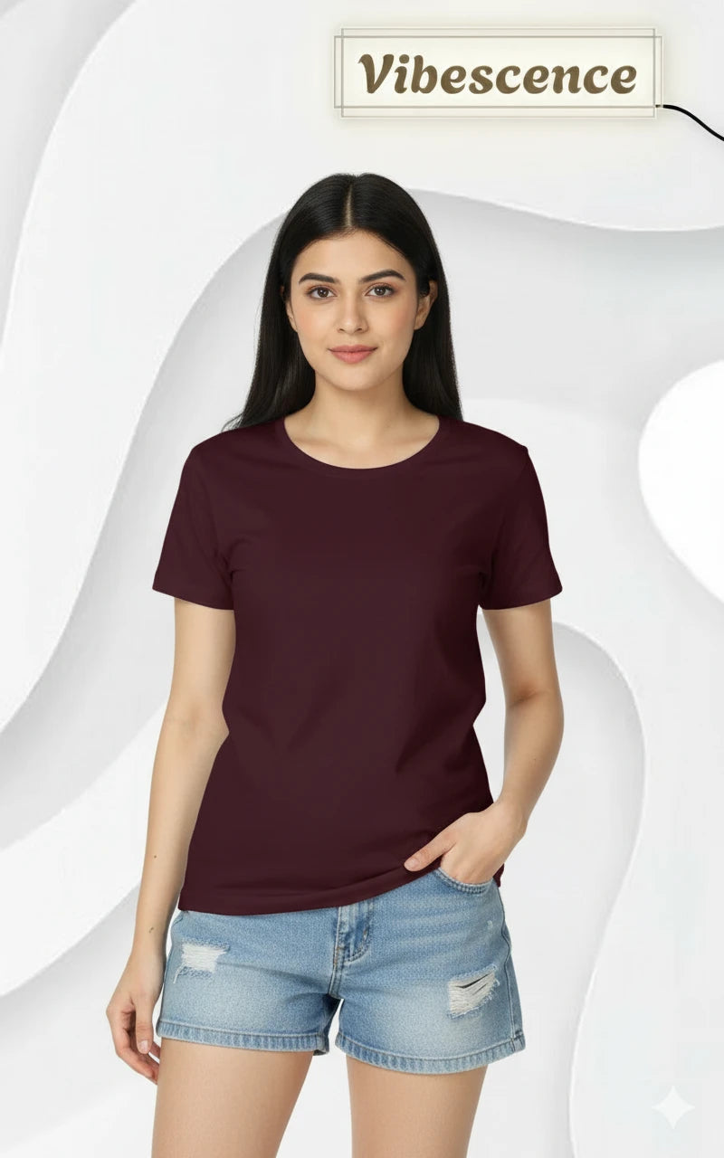 Women’s Everyday Wear Cotton T-Shirt – Soft & Durable (Maroon) Women’s Everyday Wear Cotton T-Shirt – Soft & Durable (Maroon)