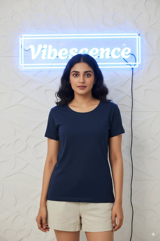 Women’s Everyday Wear Cotton T-Shirt – Soft & Durable (Navy Blue)