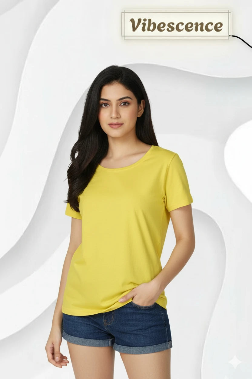 Women’s Everyday Wear Cotton T-Shirt – Soft & Durable (New Yellow) Women’s Everyday Wear Cotton T-Shirt – Soft & Durable (New Yellow)