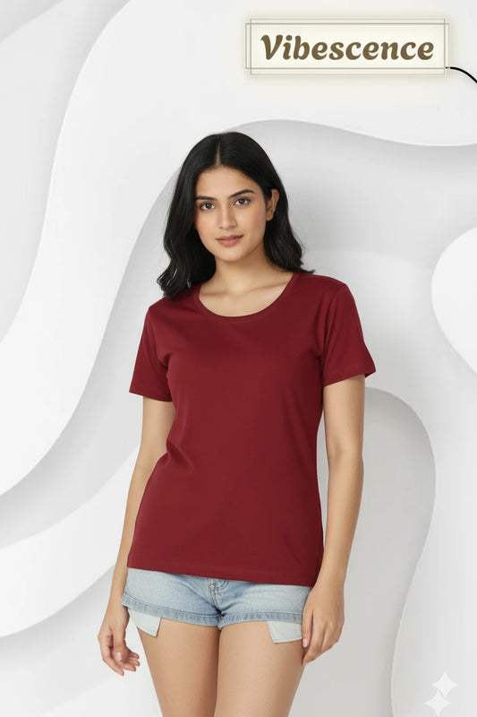 Women’s Everyday Wear Cotton T-Shirt – Soft & Durable (Red)