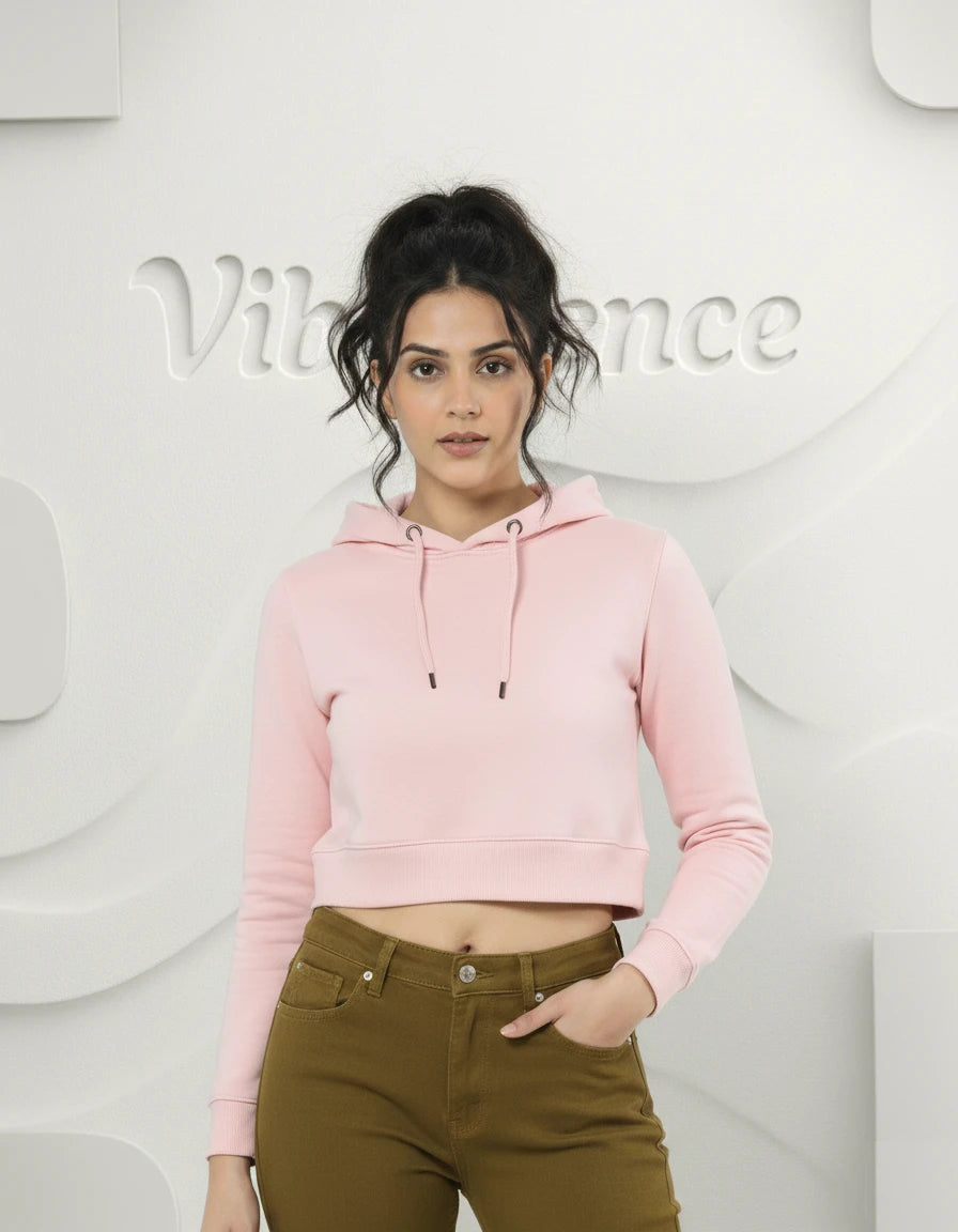 Female Cropped Hoodie Thick & Soft Cotton (Light Baby Pink) Female Cropped Hoodie Thick & Soft Cotton (Light Baby Pink)