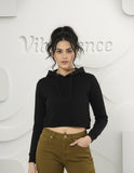 Female Cropped Hoodie Thick & Soft Cotton (Black) Female Cropped Hoodie Thick & Soft Cotton (Black)