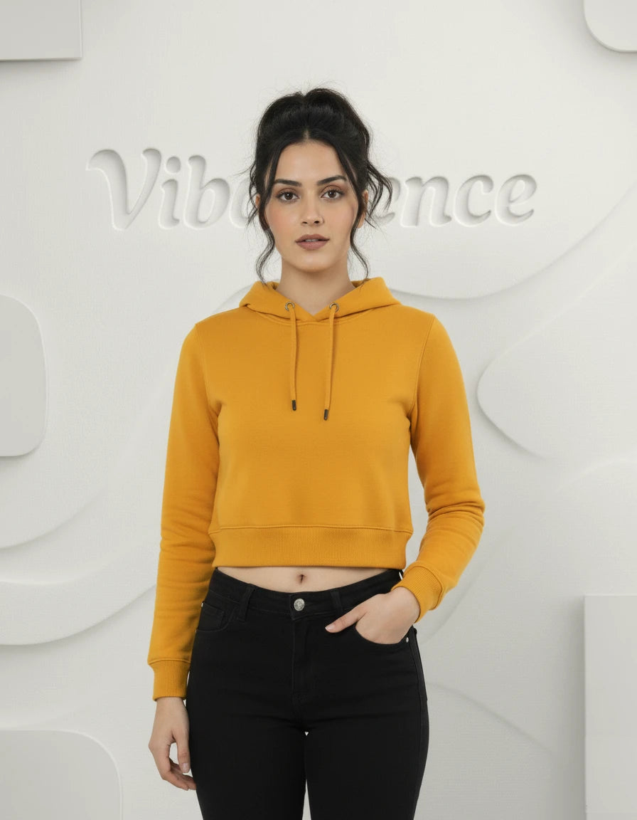 Female Cropped Hoodie Thick & Soft Cotton (Mustard Yellow) Female Cropped Hoodie Thick & Soft Cotton (Mustard Yellow)