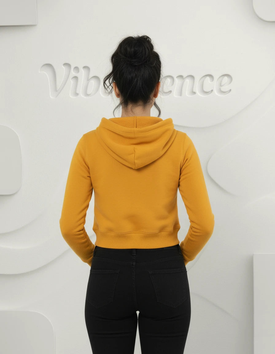 Female Cropped Hoodie Thick & Soft Cotton (Mustard Yellow) Female Cropped Hoodie Thick & Soft Cotton (Mustard Yellow)