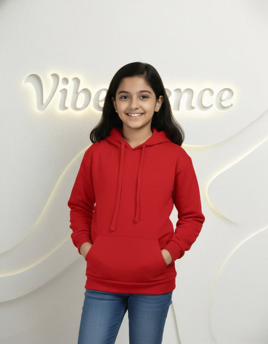 Unisex Cotton Hoodie for Kids - Play-Ready Comfort Sweatshirt (Red)