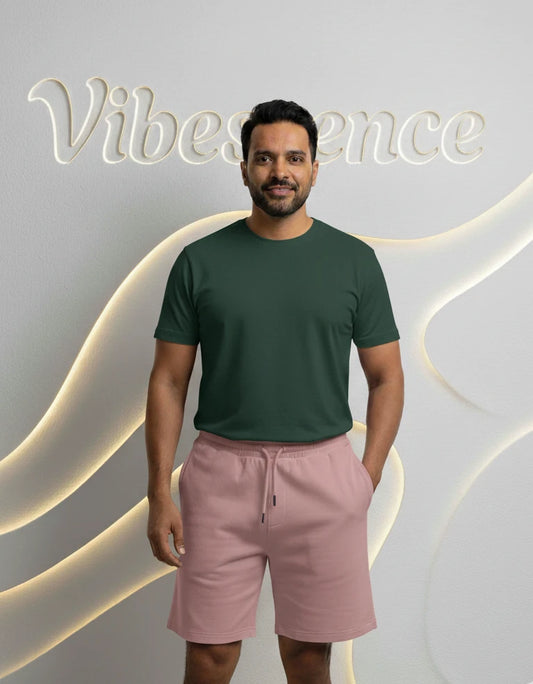 Unisex Terry Shorts with Drawcord Waist (Flamingo)