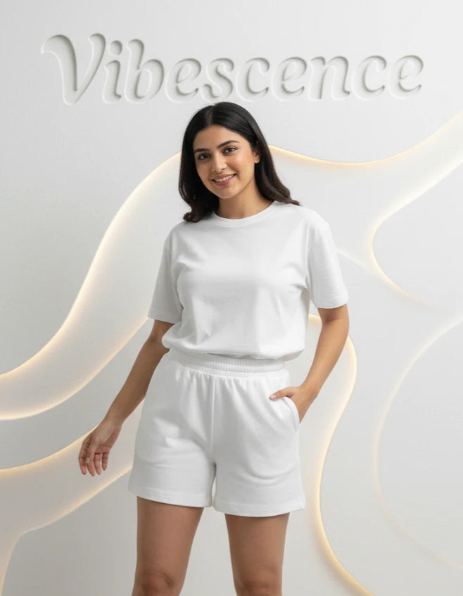 Unisex Terry Shorts with Drawcord Waist (White) Unisex Terry Shorts with Drawcord Waist (White)