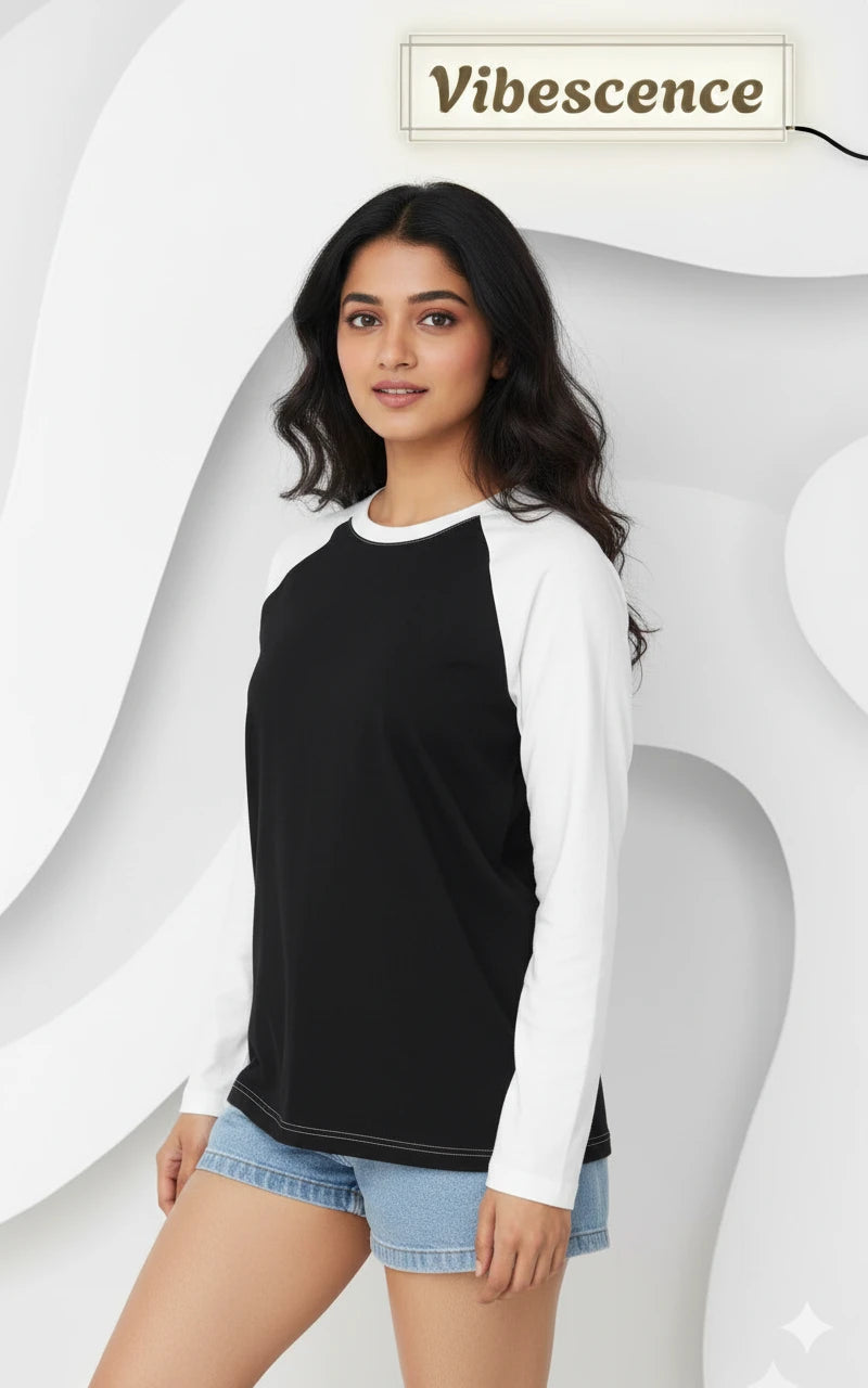 Premium 100% Cotton Unisex Long Sleeve T-Shirt with Contrast Sleeves