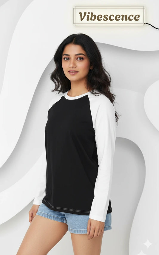 Premium 100% Cotton Unisex Long Sleeve T-Shirt with Contrast Sleeves