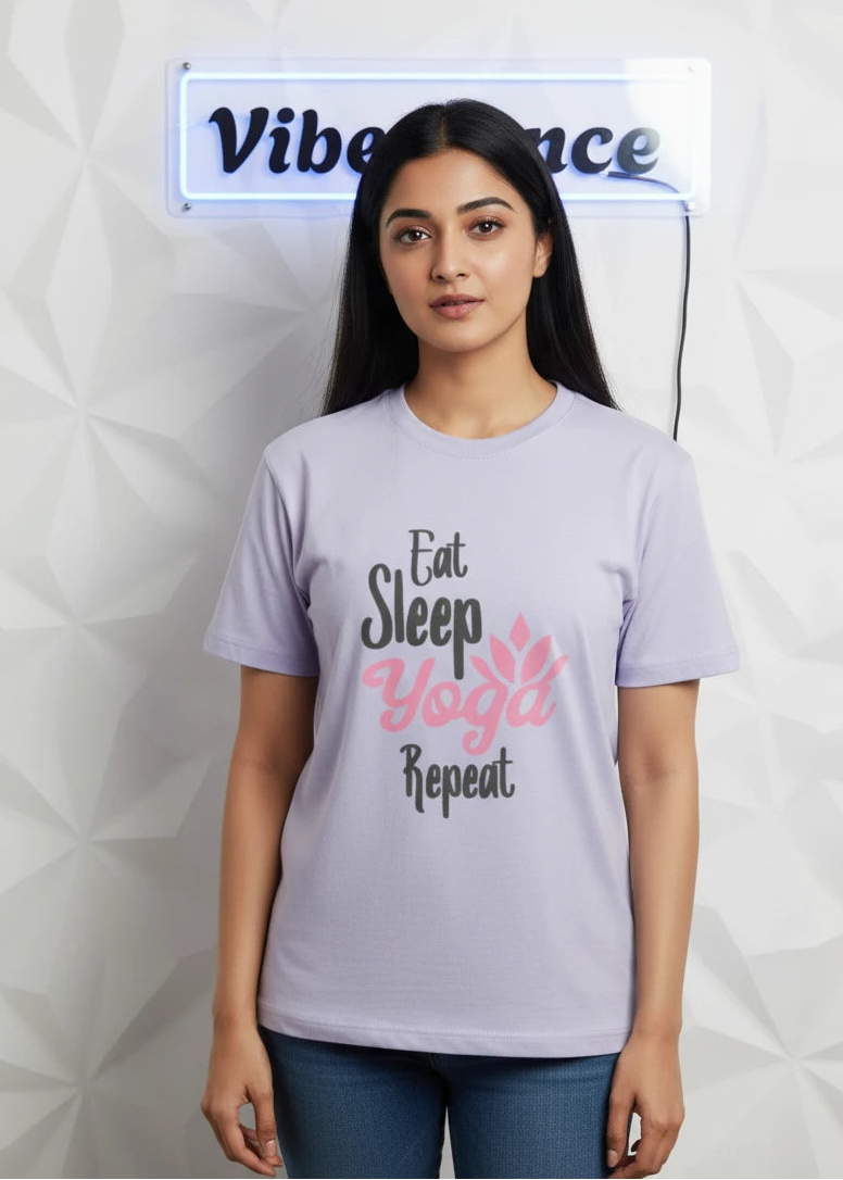 Soft Cotton Stretch T-Shirt - Quoted Edition: Eat Sleep Yoga Repeat