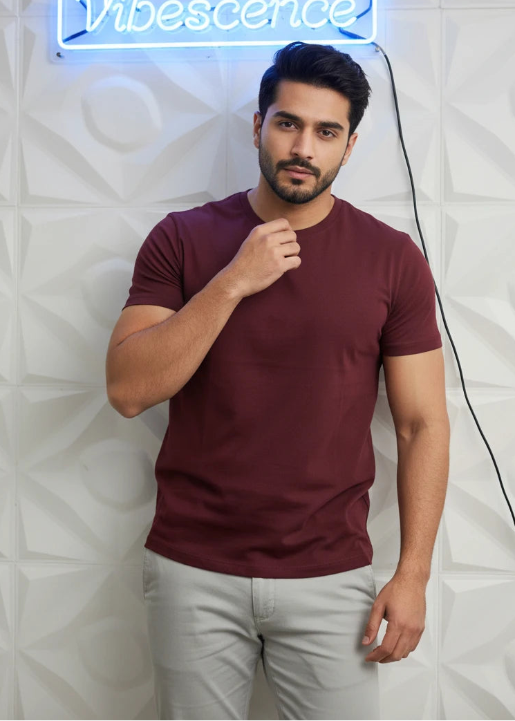 Premium Supima Cotton Plain T-Shirt for Men & Women (Maroon)