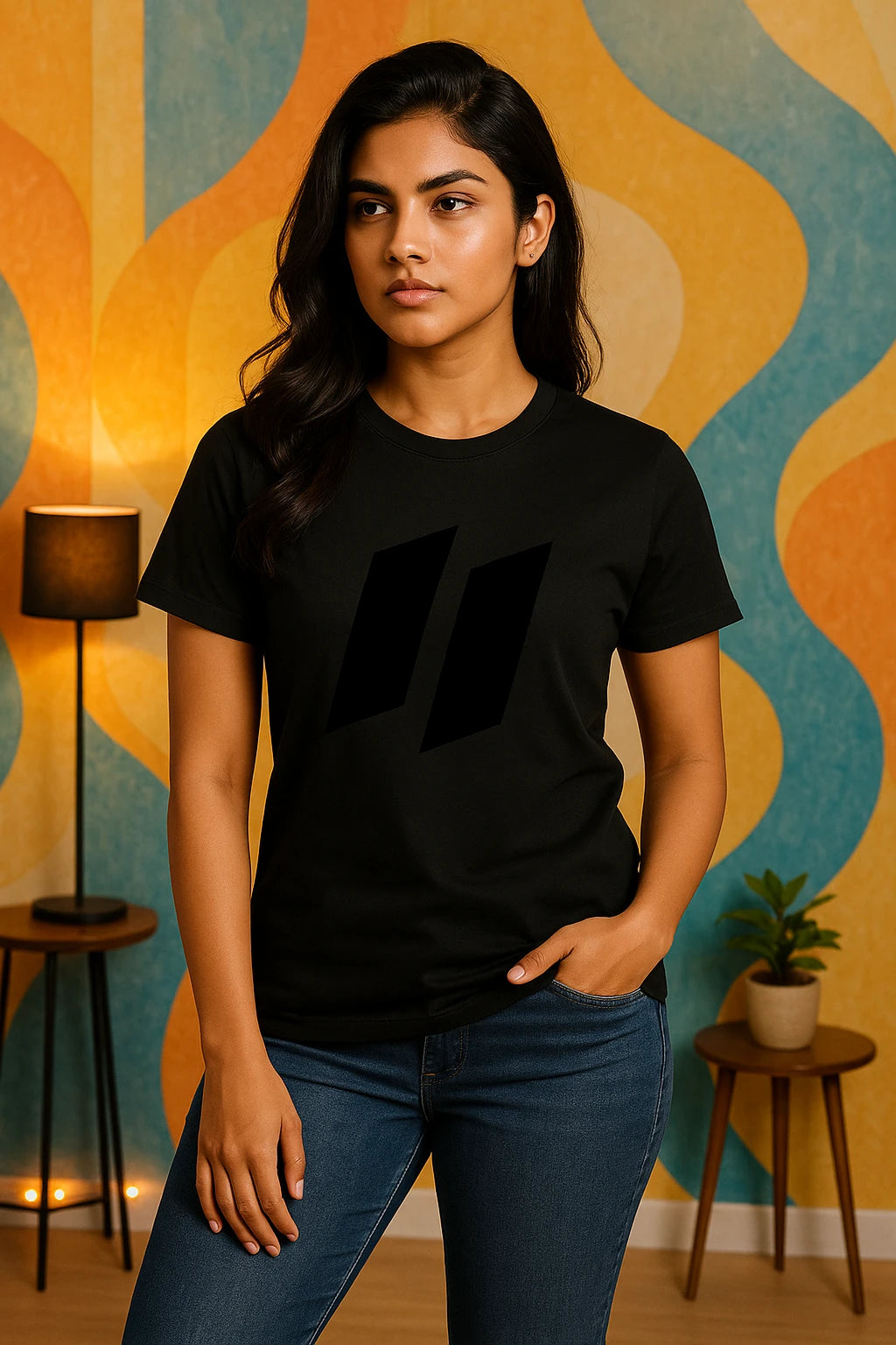 Unisex Cotton T-Shirt – Luxury Dark Stripes Design