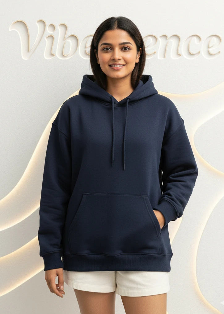 Unisex Hooded Sweatshirt - Premium 100% Cotton Sweatshirt (Navy Blue)