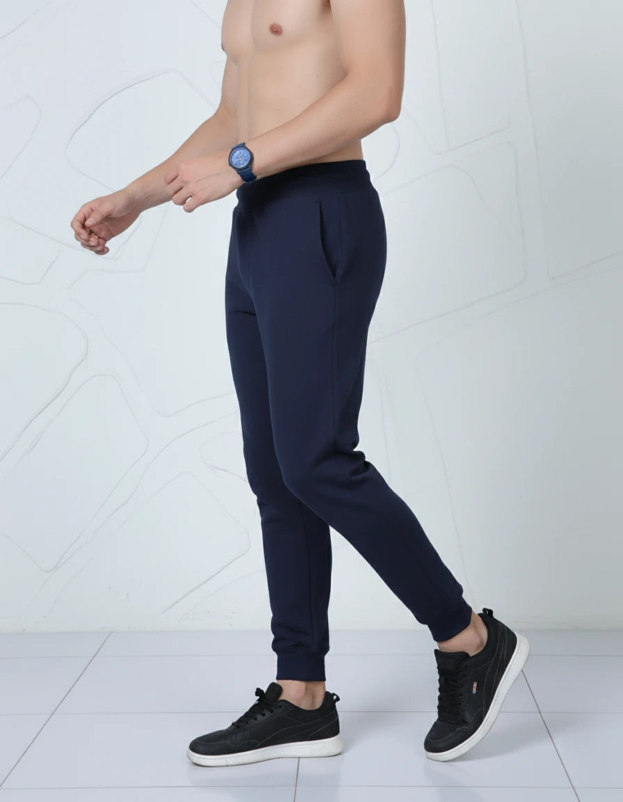 Unisex Joggers Relaxed Fit Soft Cotton (Navy Blue)