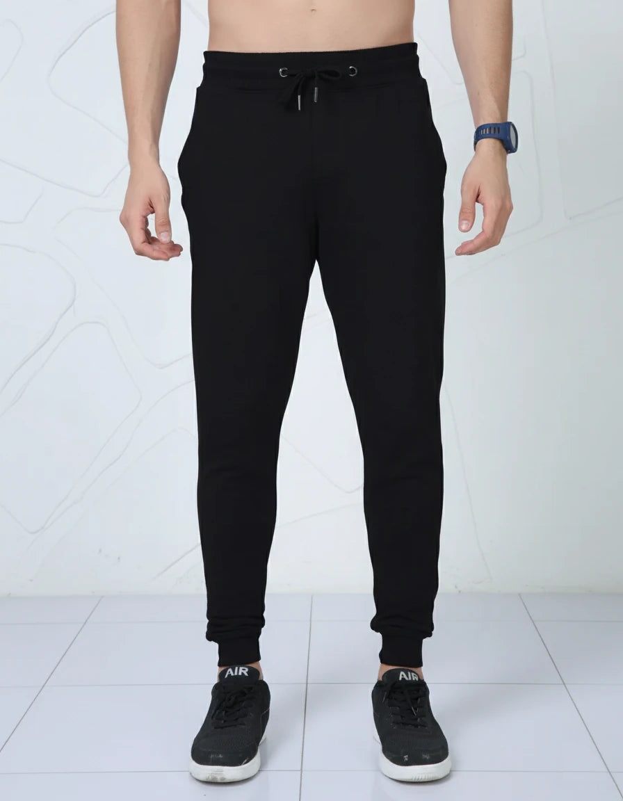 Unisex Joggers Relaxed Fit Soft Cotton (Black)