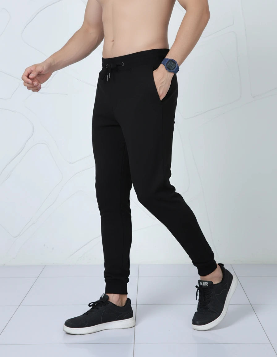 Unisex Joggers Relaxed Fit Soft Cotton (Black)