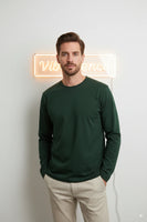 Unisex Premium Cotton Full Sleeve Tee (Bottle Green)
