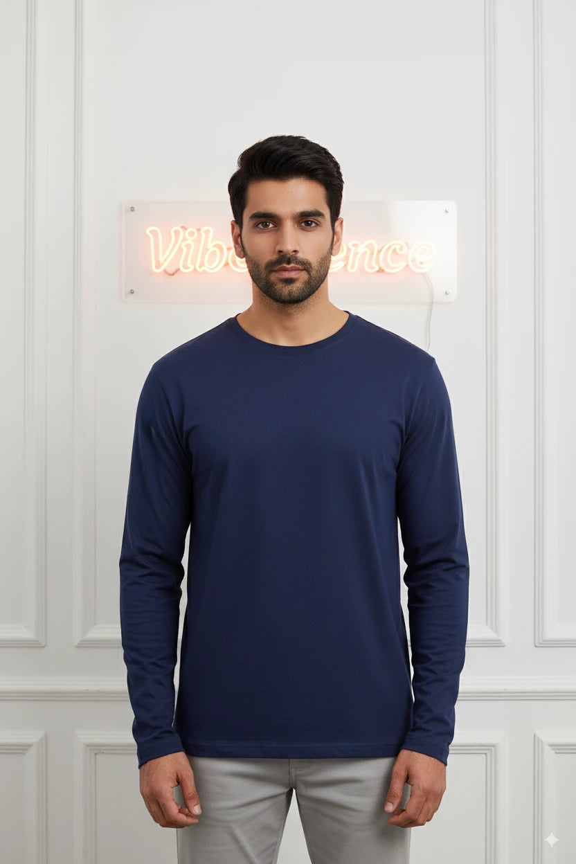 Unisex Premium Cotton Full Sleeve Tee (Royal Blue)