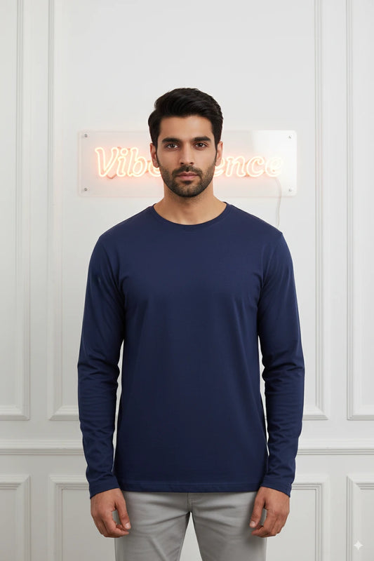 Unisex Premium Cotton Full Sleeve Tee (Royal Blue)
