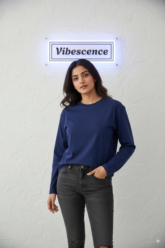 Unisex Premium Cotton Full Sleeve Tee (Royal Blue)