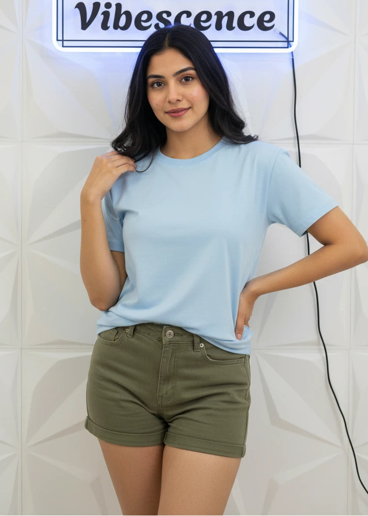 Unisex Premium Cotton Stretch T-Shirt (Baby Blue)