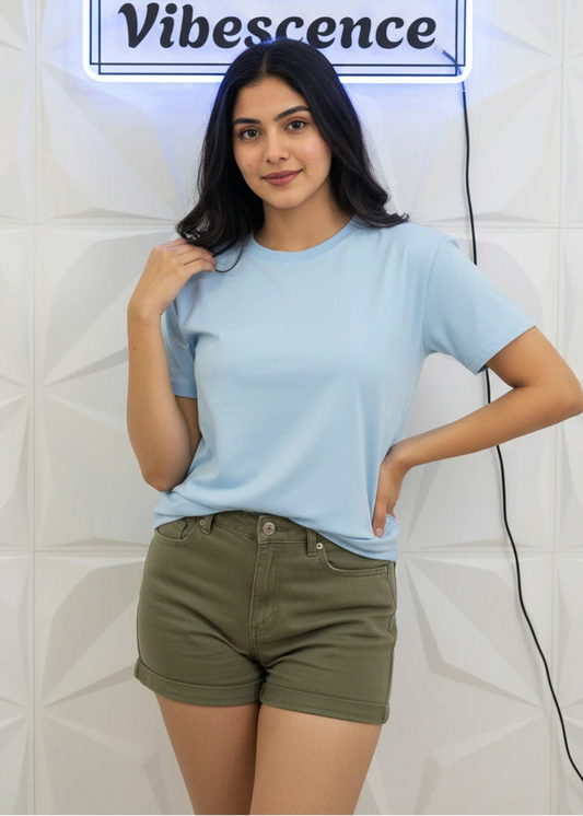 Unisex Premium Cotton Stretch T-Shirt (Baby Blue)