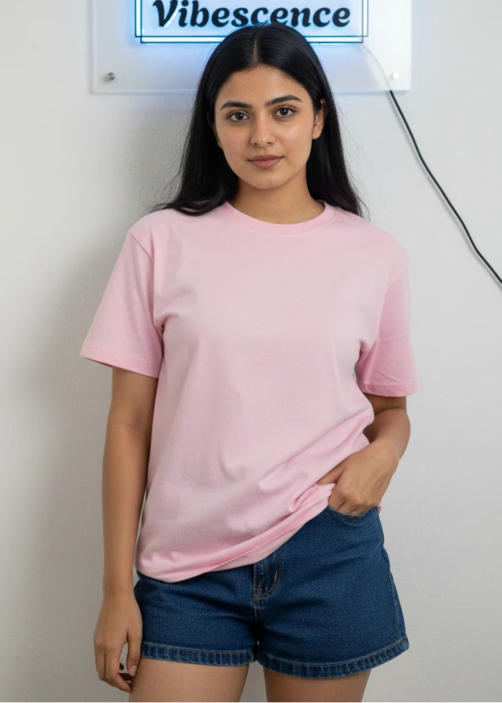 Unisex Premium Cotton Stretch T-Shirt (Light Baby Pink)