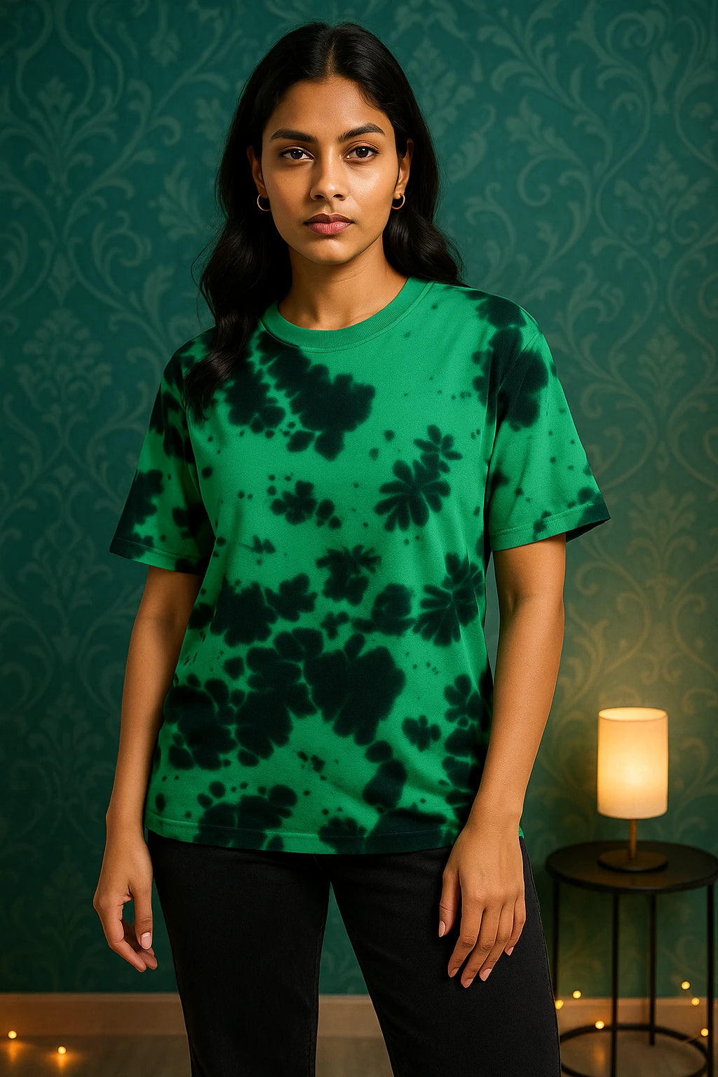 Unisex Tie Dye Oversized T-Shirt – 260 GSM Premium (Green Black)