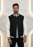 Unisex Varsity Jacket with Button Closure Premium Cotton (Black)