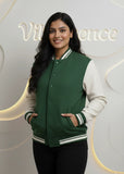Unisex Varsity Jacket with Button Closure Premium Cotton (Bottle Green)
